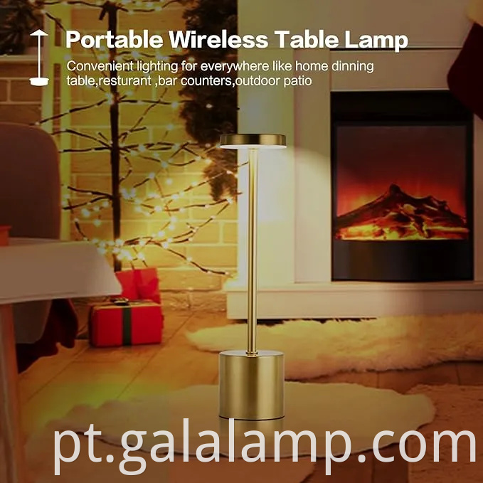 Lâmpada de mesa LED movida a bateria recarregável - 3 luz diminuído de cores